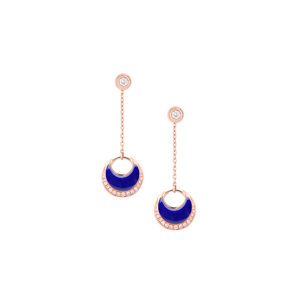 Al Hilal earrings in rose gold with lapis stone and diamonds