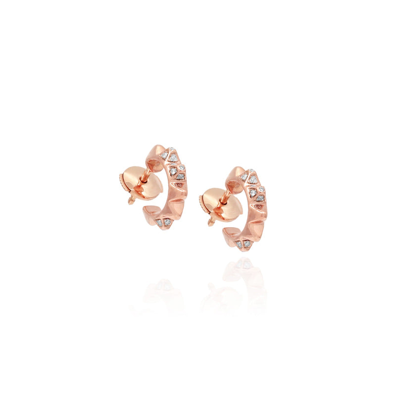 Hab El Hayl Hoop Earrings in Rose Gold with Diamonds
