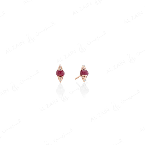 Al Merriyah mood colour earrings in 18k rose gold with ruby and diamonds