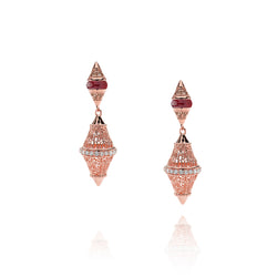 Al Merriyah mood colour earrings in 18k rose gold with ruby and diamonds