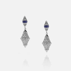 Al Merriyah mood colour earrings in 18k white gold with sapphire and diamonds - Al Zain Jewellery