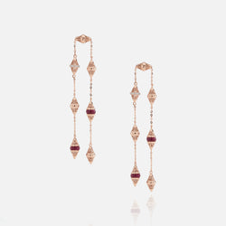 Al Merriyah mood colour earrings in 18k rose gold with ruby and diamonds - Al Zain Jewellery