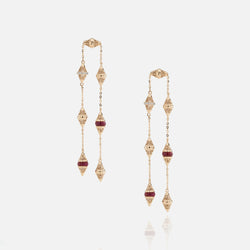 Al Merriyah mood colour earrings in 18k yellow gold with ruby and diamonds