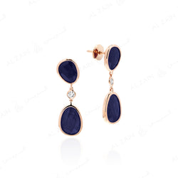 Precious Nina earrings in 18k rose gold with Sapphire stones and diamonds