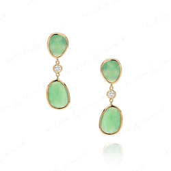 Simply Nina earrings in 18k Yellow gold with Chrysoprase stones and diamonds