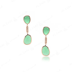 Simply Nina earrings in 18k rose gold with Chrysoprase stones and diamonds