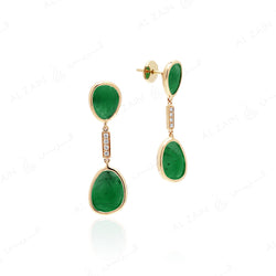 Precious Nina earrings in 18k yellow gold with Emerald stones and diamonds