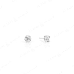 18k White gold stud earrings in round illusion cut set diamonds