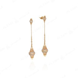 Matte Finish Al Merriyah Earrings in 18k Yellow gold with Diamonds