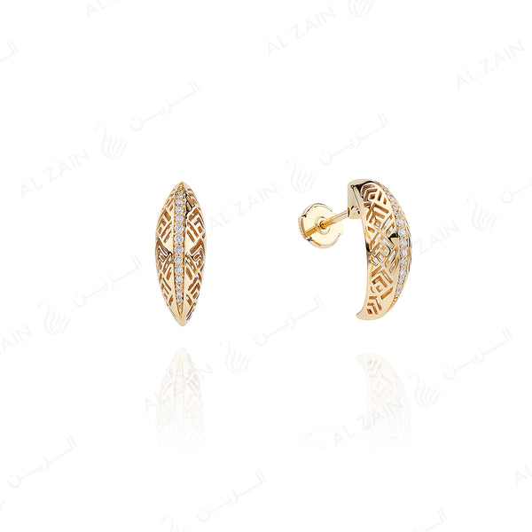 18k Al Merriyah M/5 earrings in yellow gold with diamonds