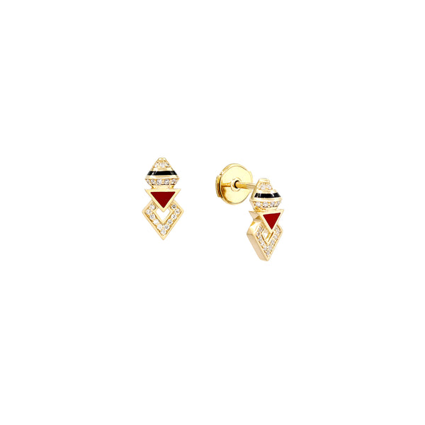 Mosaic Rouge Earrings in 18K Yellow Gold And Diamonds