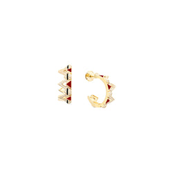 Mosaic Rouge Earrings in 18K Yellow Gold And Diamonds