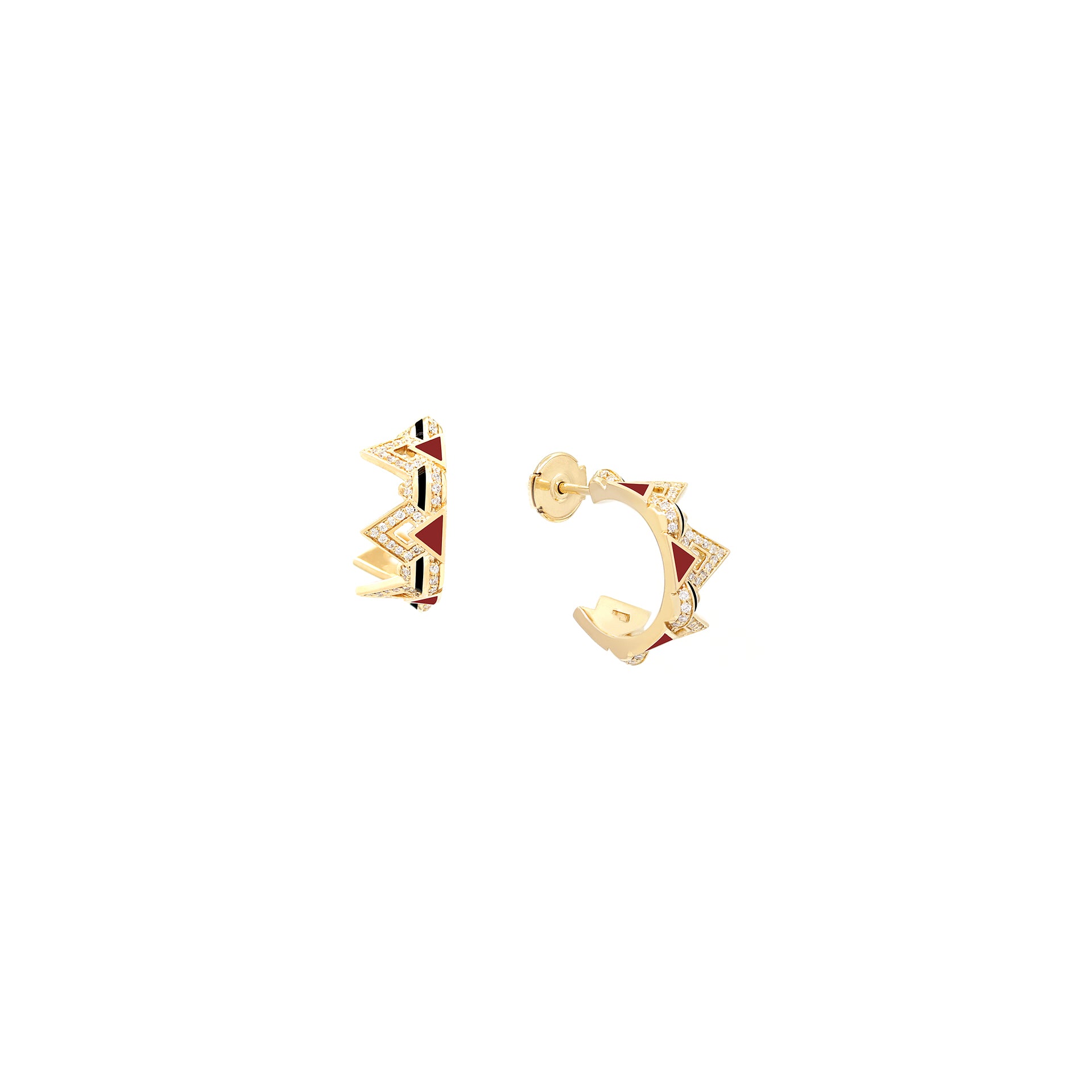 Mosaic Rouge Earrings in 18K Yellow Gold And Diamonds