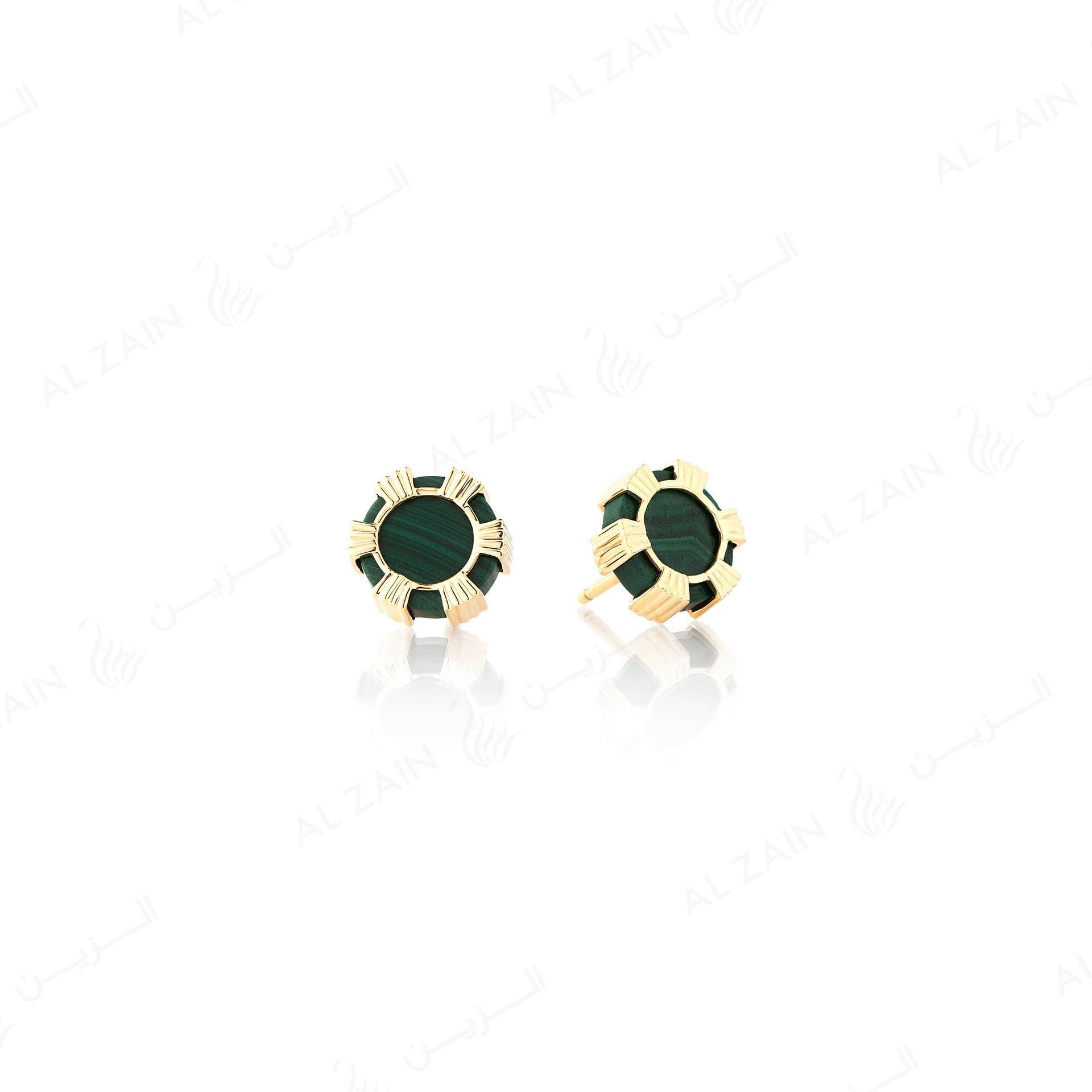 Cordoba earrings in yellow gold with malachite stones