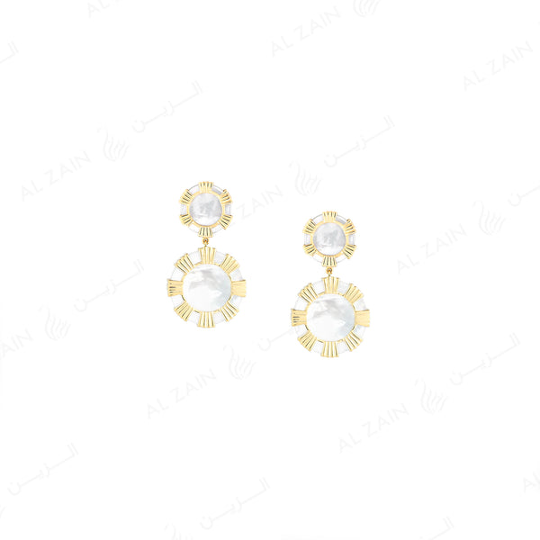Cordoba earrings in yellow gold with mother of pearl stones