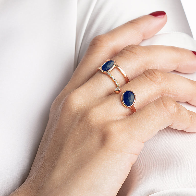 Precious Nina Ring in 18k Rose Gold with Sapphire Stones and Diamonds