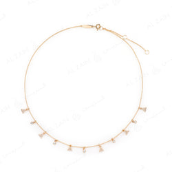 Melati Triangle Necklace in Yellow Gold with hanging diamonds
