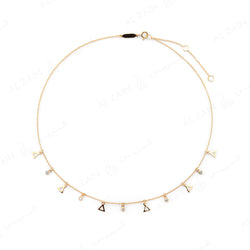 Melati Triangle Necklace in Yellow Gold with hanging diamonds
