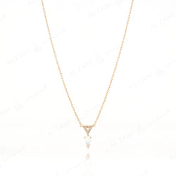 Melati triangle necklace in Yellow Gold with Moon Stone and Diamonds