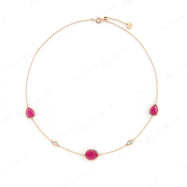 Nina Necklace in Yellow Gold with Ruby Stone