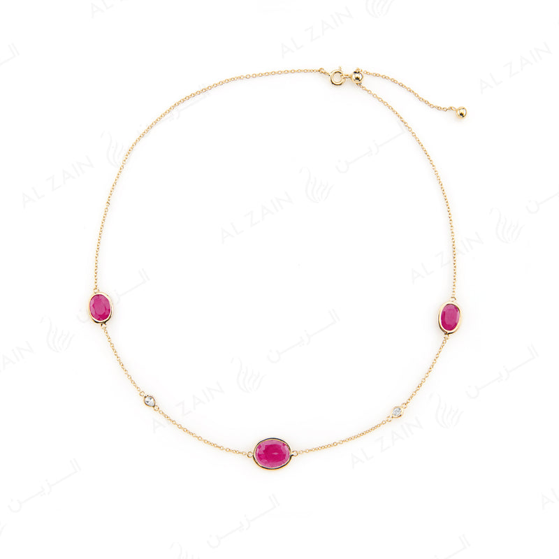 Nina Necklace in Yellow Gold with Ruby Stone