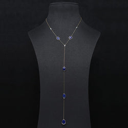 Nina Necklace in Yellow Gold with Lapis Stone - Al Zain Jewellery