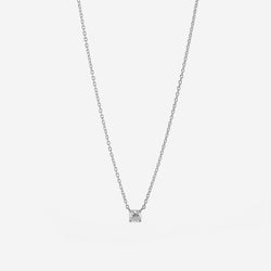18k Solitaire Necklace in White Gold - Al Zain Jewellery