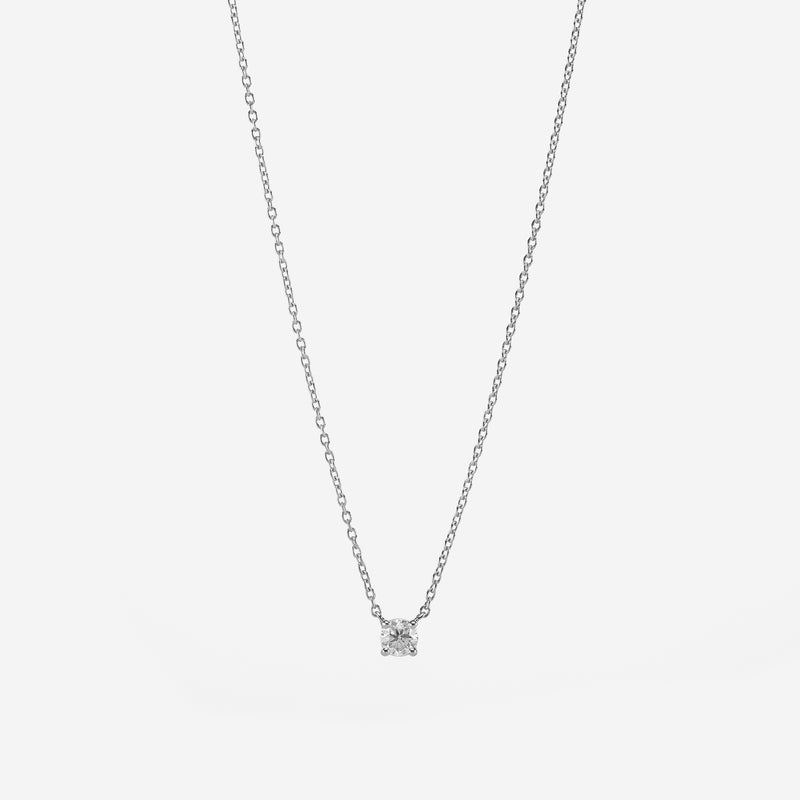 18k Solitaire Necklace in White Gold - Al Zain Jewellery
