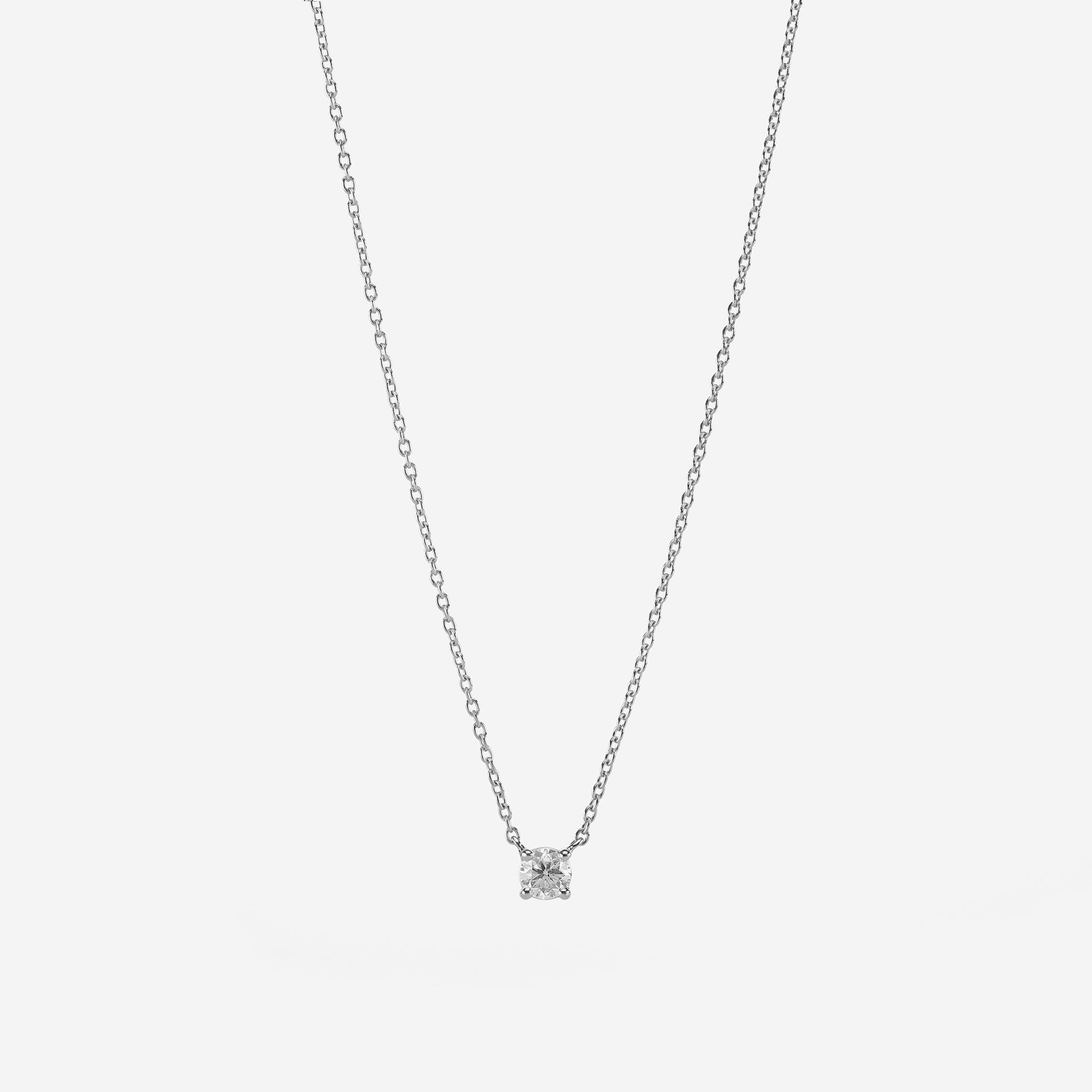 18k Solitaire Necklace in White Gold - Al Zain Jewellery