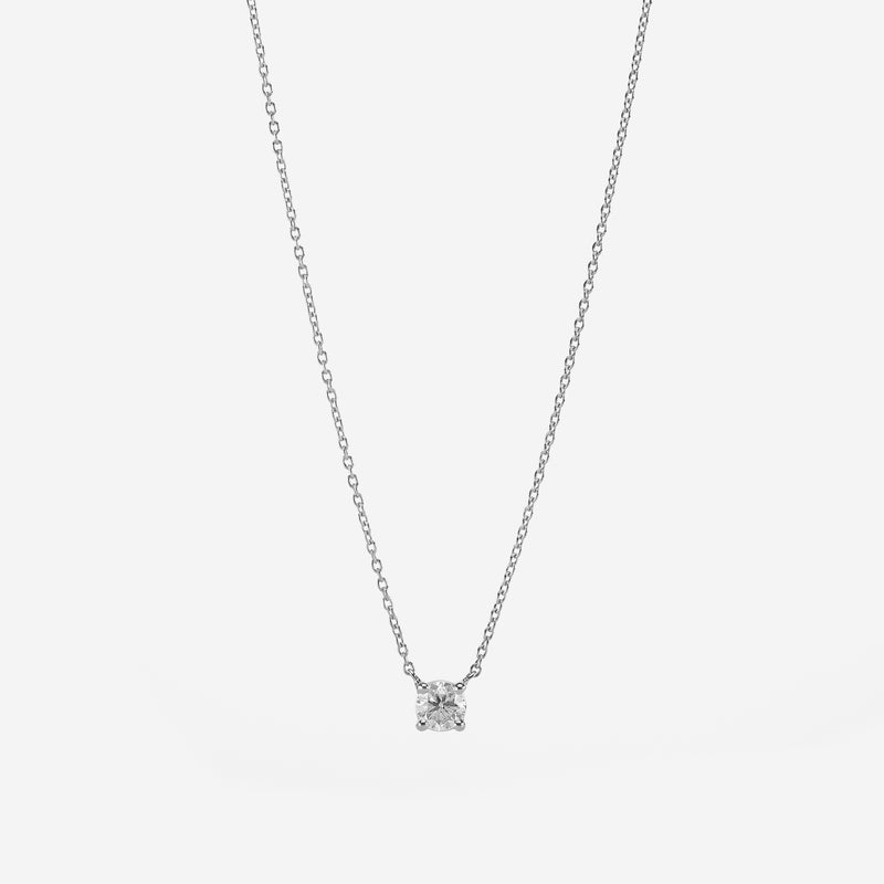 18k Solitaire Necklace in White Gold - Al Zain Jewellery