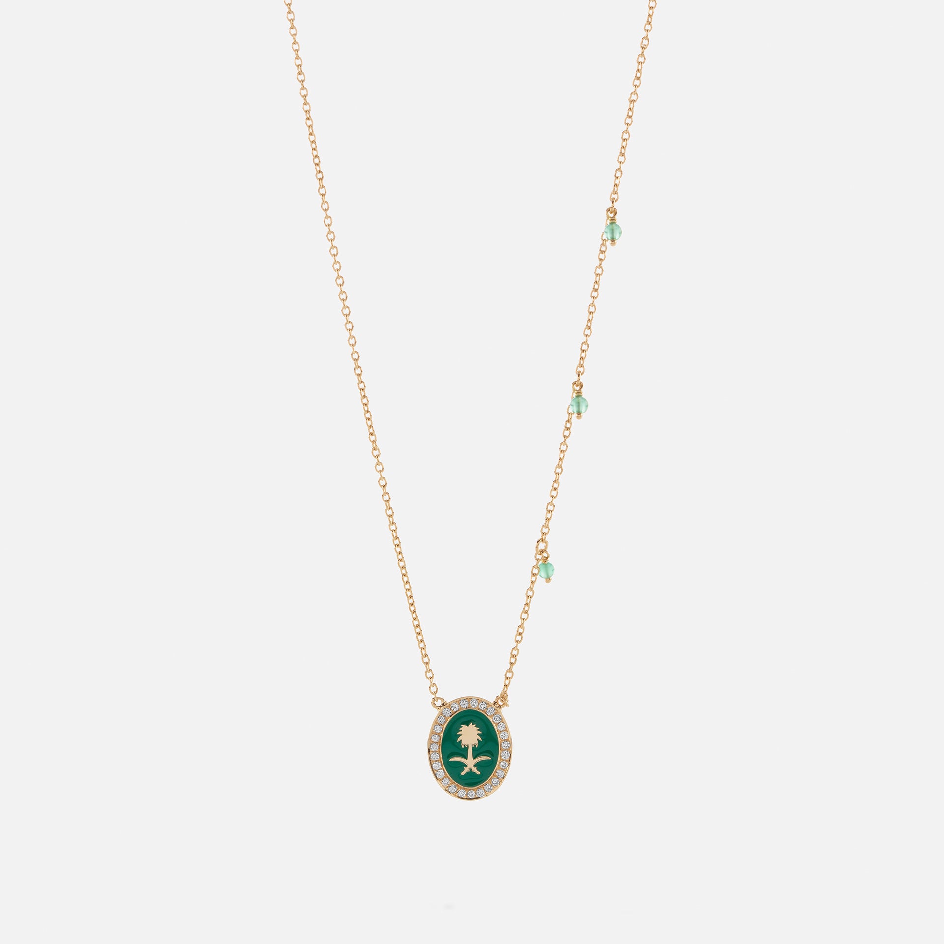 Saudi Necklace in Yellow Gold with Diamonds and Onyx - Al Zain Jewellery