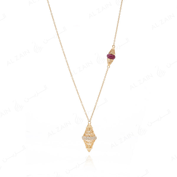Mother's day edition, Al Merriyah necklace in yellow gold with ruby stone