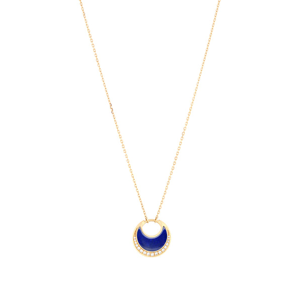 Al Hilal necklace in yellow gold with lapis stones and diamonds