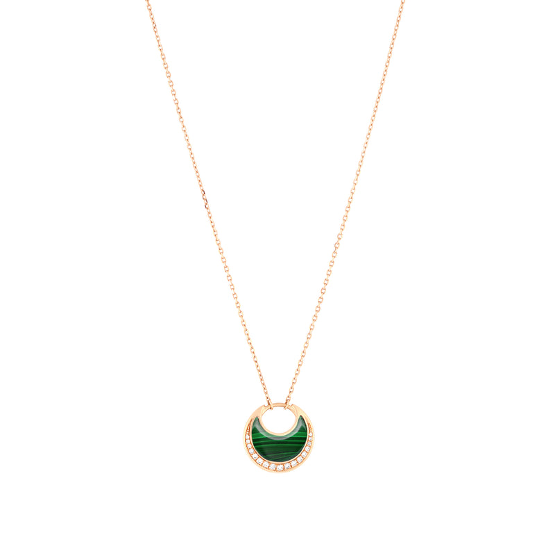 Al Hilal necklace in rose gold with malachite stones and diamonds