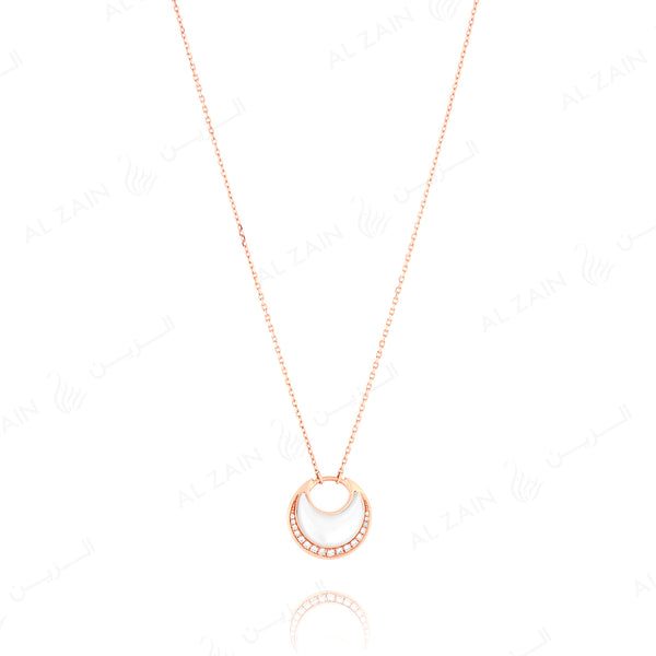 Al Hilal necklace in rose gold with mother of pearl stones and diamonds