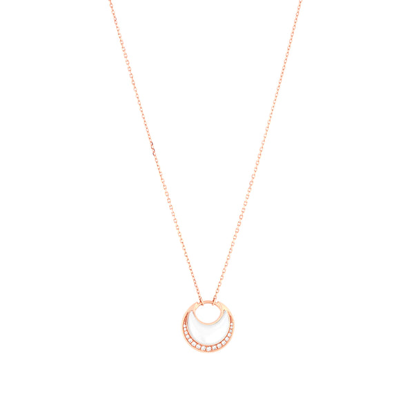 Al Hilal necklace in rose gold with mother of pearl stones and diamonds