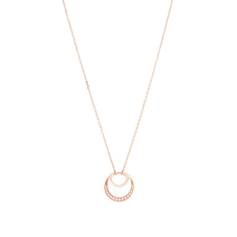 Al Hilal necklace in rose gold with mother of pearl stones and diamonds