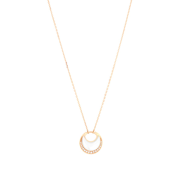 Al Hilal necklace in yellow gold with mother of pearl stones and diamonds