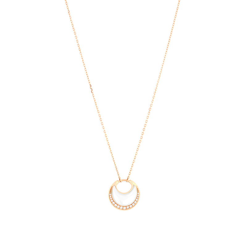 Al Hilal necklace in yellow gold with mother of pearl stones and diamonds