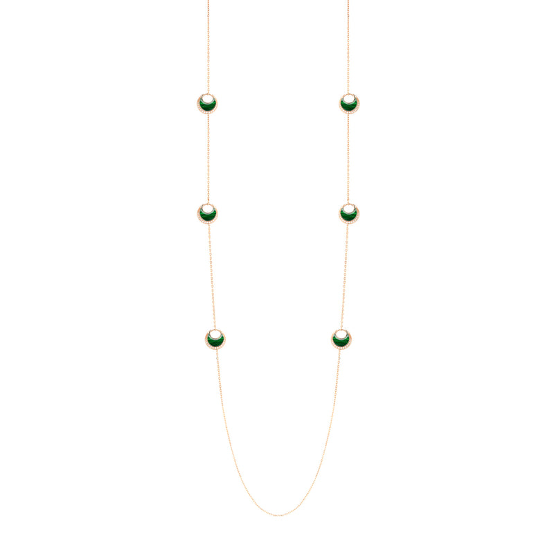 Al Hilal necklace in rose gold with Malachite stones and diamonds