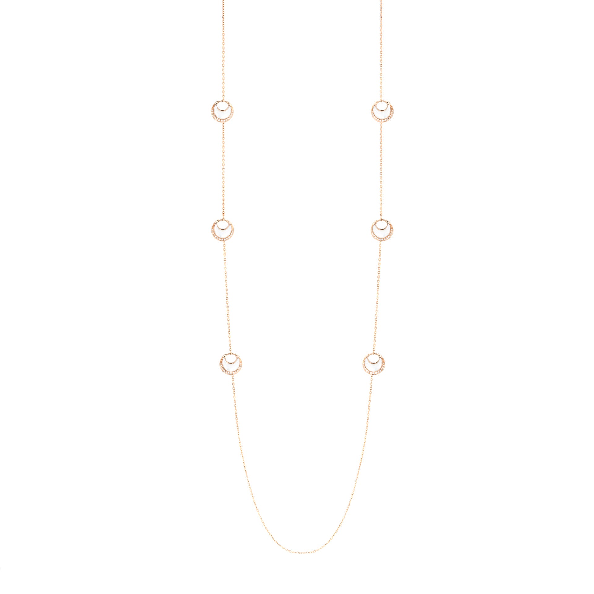 Al Hilal necklace in rose gold with mother of pearl stones and diamonds