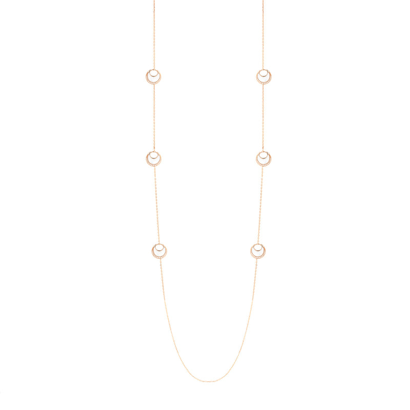 Al Hilal necklace in rose gold with mother of pearl stones and diamonds