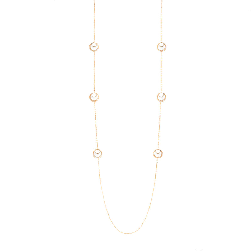 Al Hilal necklace in yellow gold with mother of pearl stones and diamonds