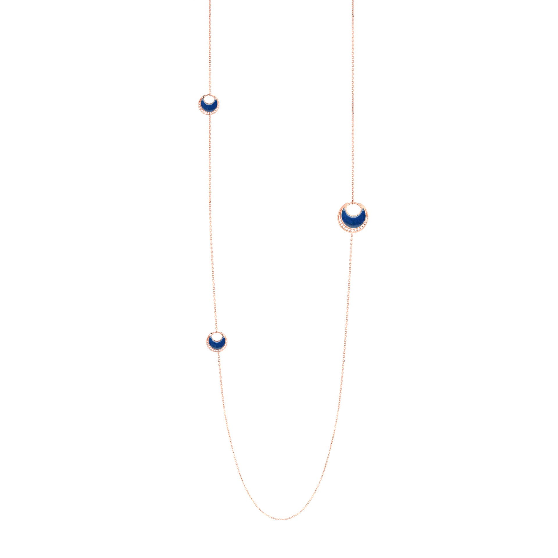 Al Hilal necklace in rose gold with lapis stones and diamonds