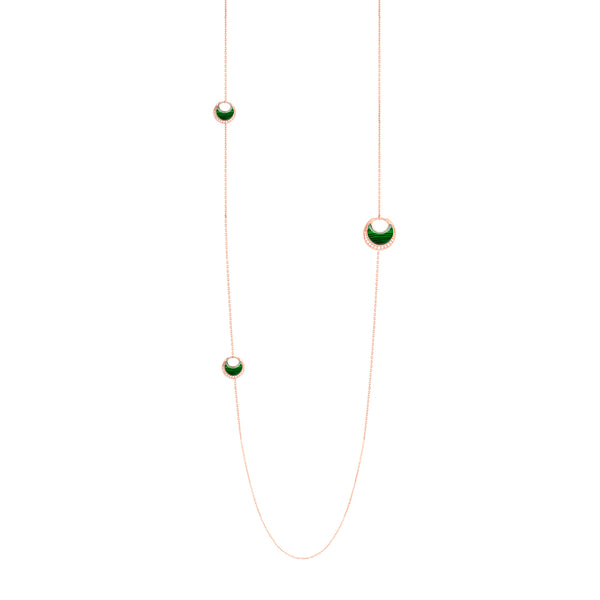 Al Hilal necklace in rose gold with malachite stones and diamonds