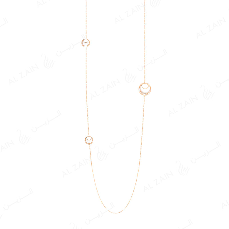 Al Hilal necklace in rose gold with mother of pearl stones and diamonds
