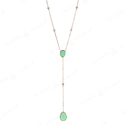 Simply Nina necklace in 18k rose gold with Chrysoprase stones and diamonds