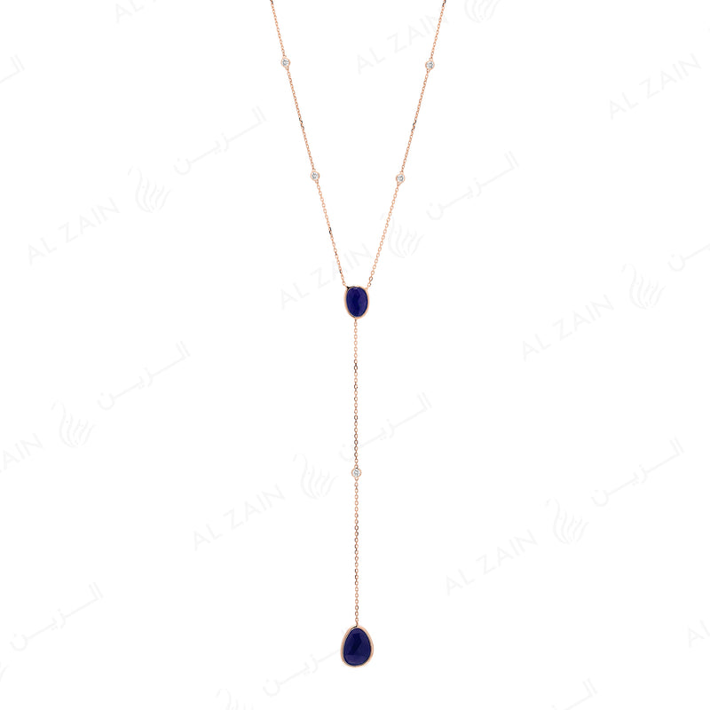 Precious Nina Necklace in 18k Rose Gold with Sapphire Stones and Diamonds