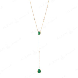 Precious Nina Necklace in 18k Yellow Gold with Emerald Stones and Diamonds