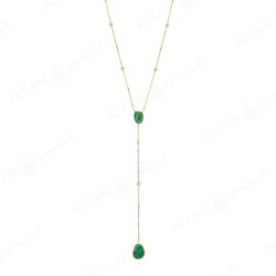 Precious Nina Necklace in 18k Yellow Gold with Emerald Stones and Diamonds